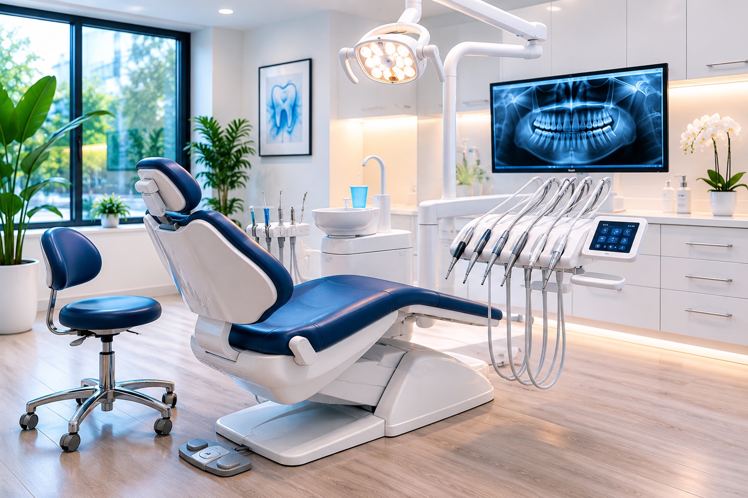 Modern dental treatment room with advanced imaging